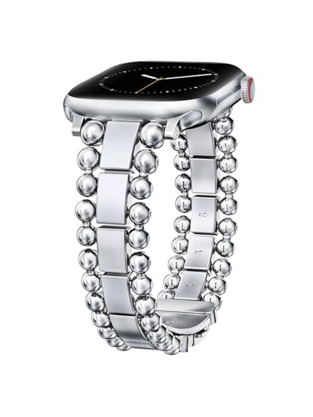 NEW Silver Luxury Beaded Dressy Apple Watch Band
